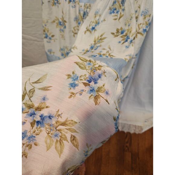 NWT Blue White Floral Tiered Maxi XL Cottagecore Prairie Boho Sweet Fairy  Bow - Picture 7 of 10